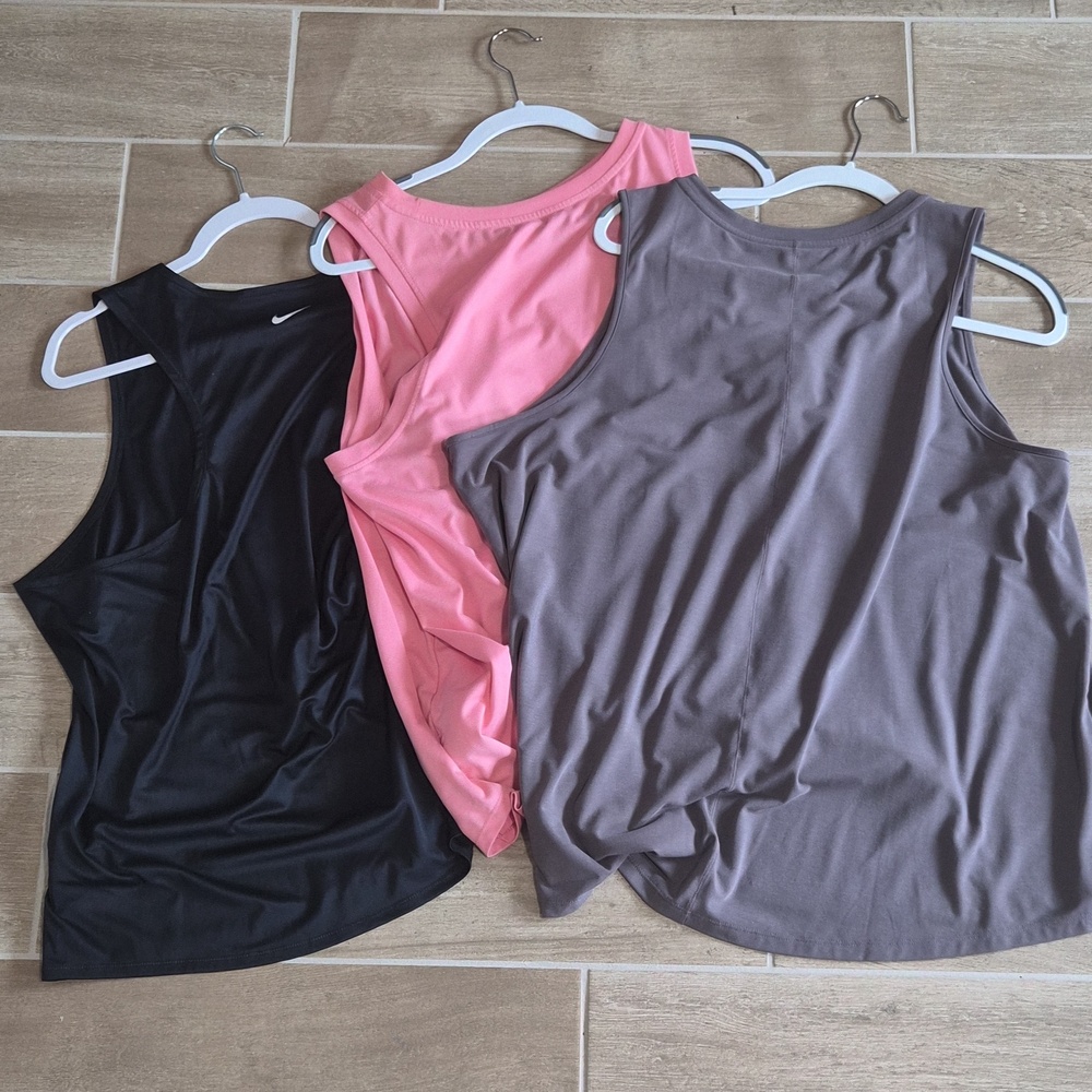 Nike Women’s Pink, Black & Taupe Sleeveless Performance Tank Tops - Picture 2 of 5